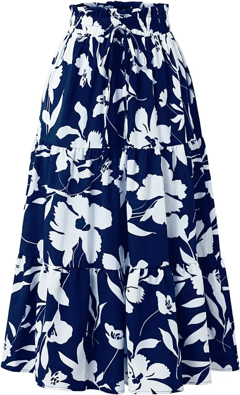 Midi Skirts Maxi Spring Flowy Boho Comfy Tiered Western Womens Long Skirt