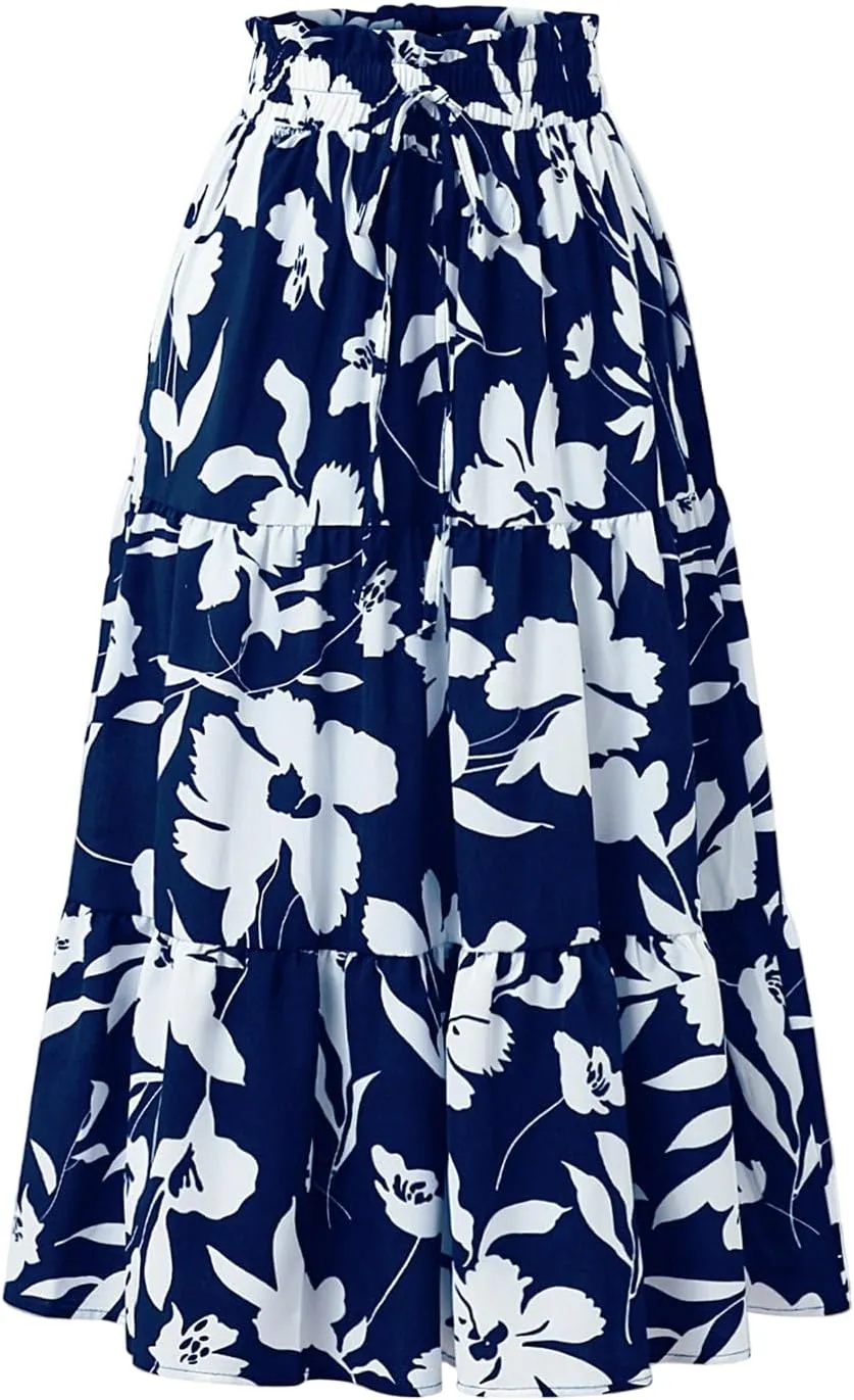 Midi Skirts Maxi Spring Flowy Boho Comfy Tiered Western Womens Long Skirt