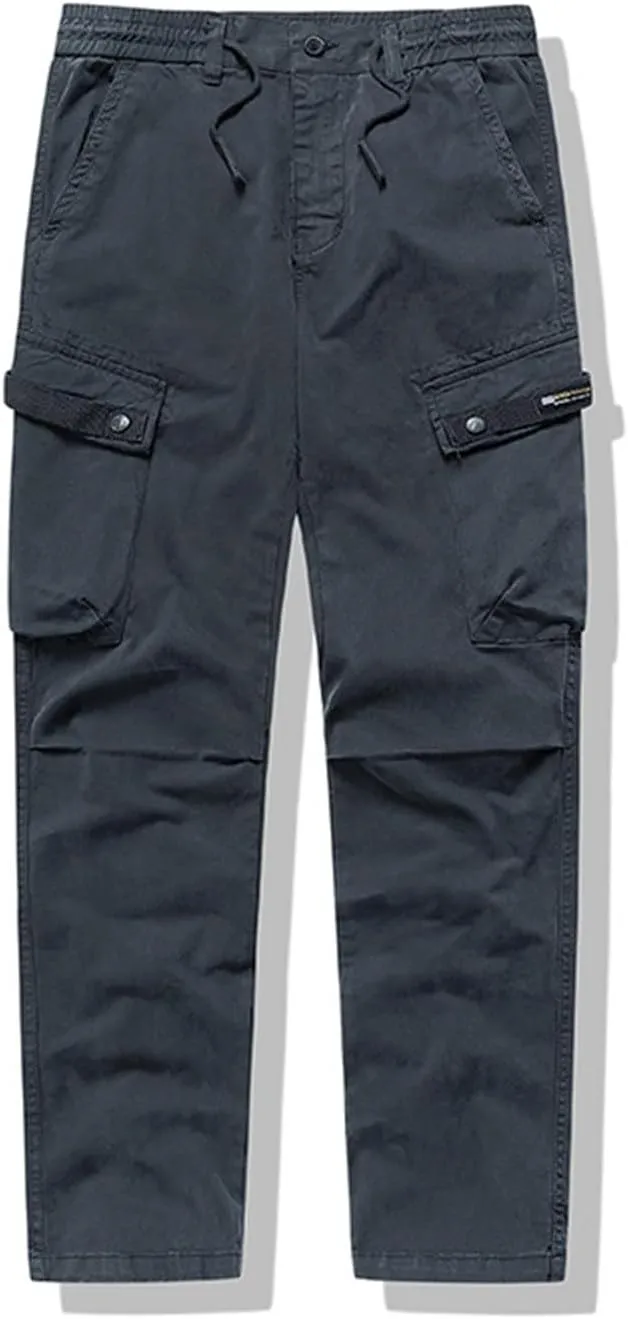 MIDOO Mens Cargo Pants Relaxed Fit Casual Fleece Joggers Loose Open Bottom Athletic Pants Straight Leg Outdoor Hiking Pants