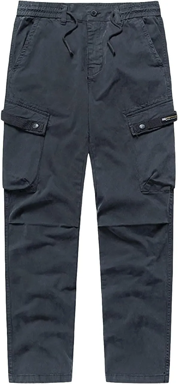 MIDOO Mens Cargo Pants Relaxed Fit Casual Fleece Joggers Loose Open Bottom Athletic Pants Straight Leg Outdoor Hiking Pants