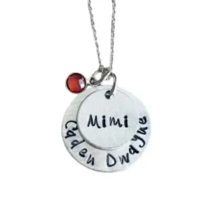 Mimi Necklace Grandchild Necklace Personalized Necklace Personalized Jewelry Handstamped Necklace Birthstone Necklace