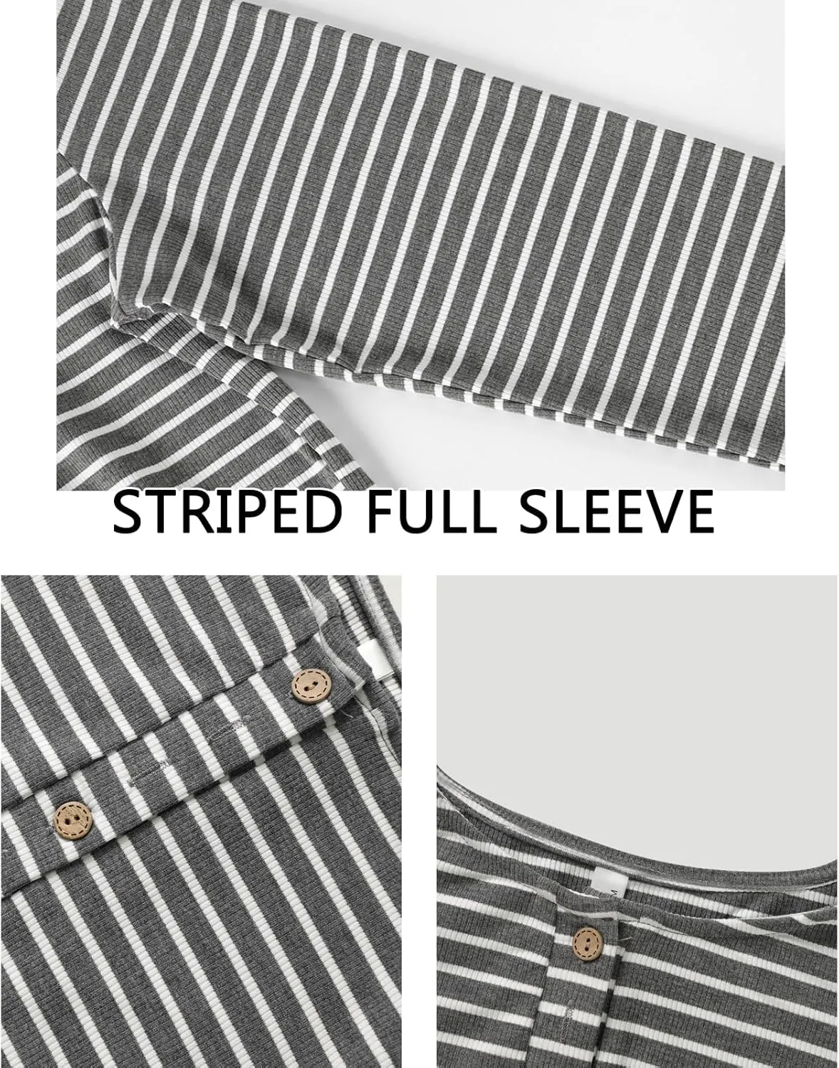 Miselon Womens Long Sleeve Henley Shirts V Neck Lace Button Tops Ribbed Knit Casual Slim Fit Blouse