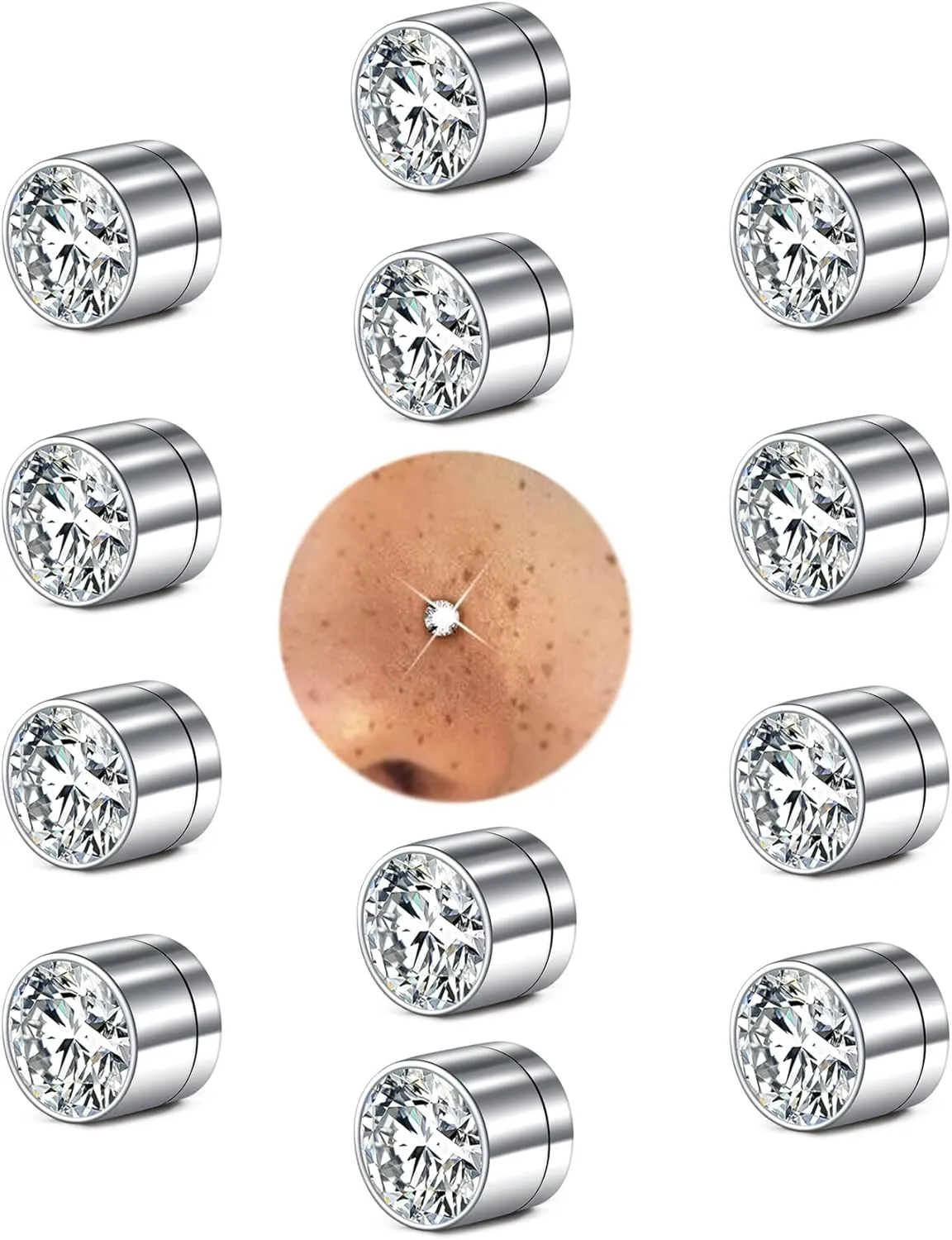 MODRSA Fake Nose Stud Fake Nose Ring Stud Fake Nose Piercing Fake Lip Ring Fake Earrings Stud Silver Gold Fake Cartilage Helix Earring Clip on Earring Hoop Fake Eyebrow Ring Fake Bridge Piercing