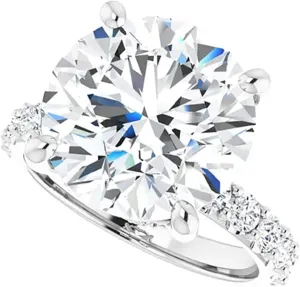 Moissanite World 6 CT Round Cut Colorless Moissanite Engagement Ring, Wedding/Bridal Ring Set, Solitaire Halo Style, Solid Sterling Silver Vintage Antique Anniversary Promise Ring Gift for Her