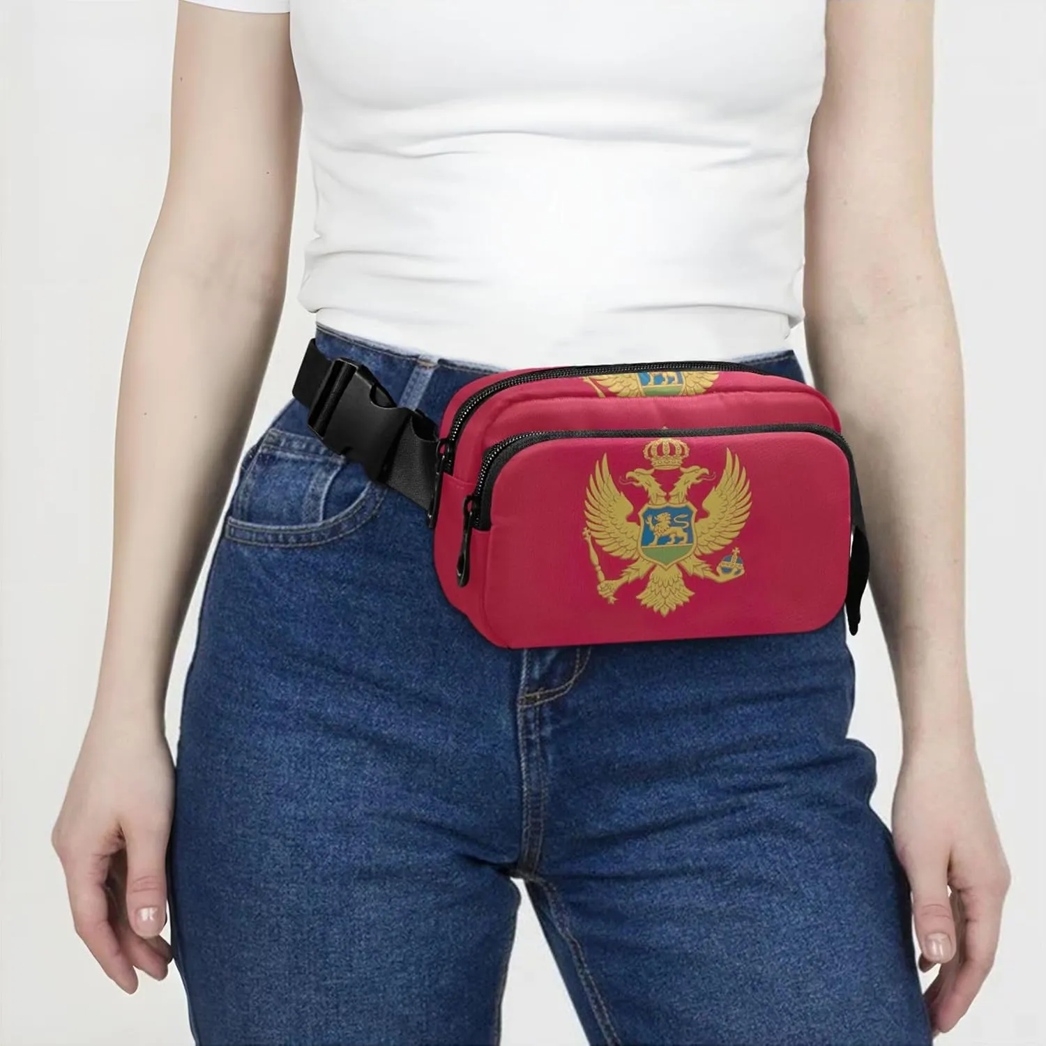 Montenegro Flag Women Fanny Pack Belt Bag Hip Pouch Waterproof Funny Crossbody Waist Pack