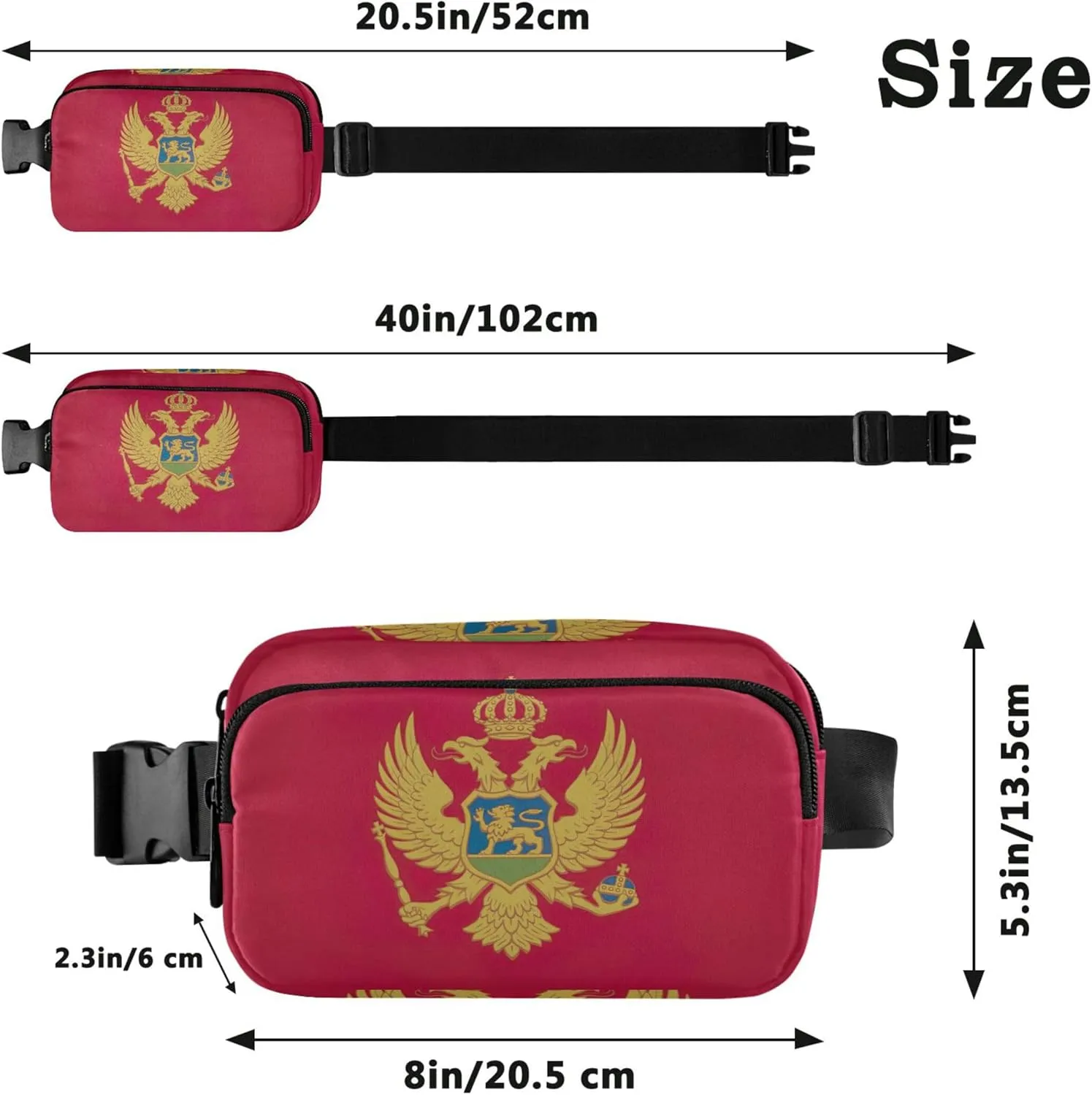 Montenegro Flag Women Fanny Pack Belt Bag Hip Pouch Waterproof Funny Crossbody Waist Pack