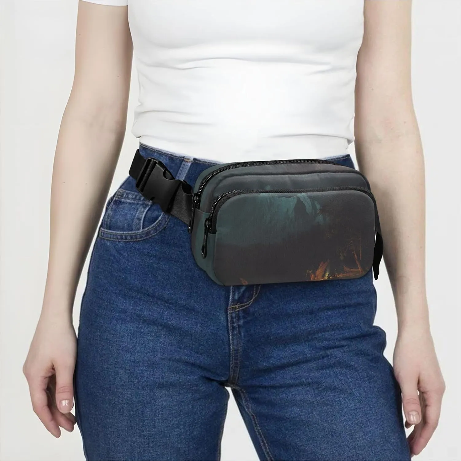 Mountainous Landscape Albert Bierstadt Fanny Pack for Women Waterproof Hip Pack Belt Pouch Cute Waist Pouch for Women