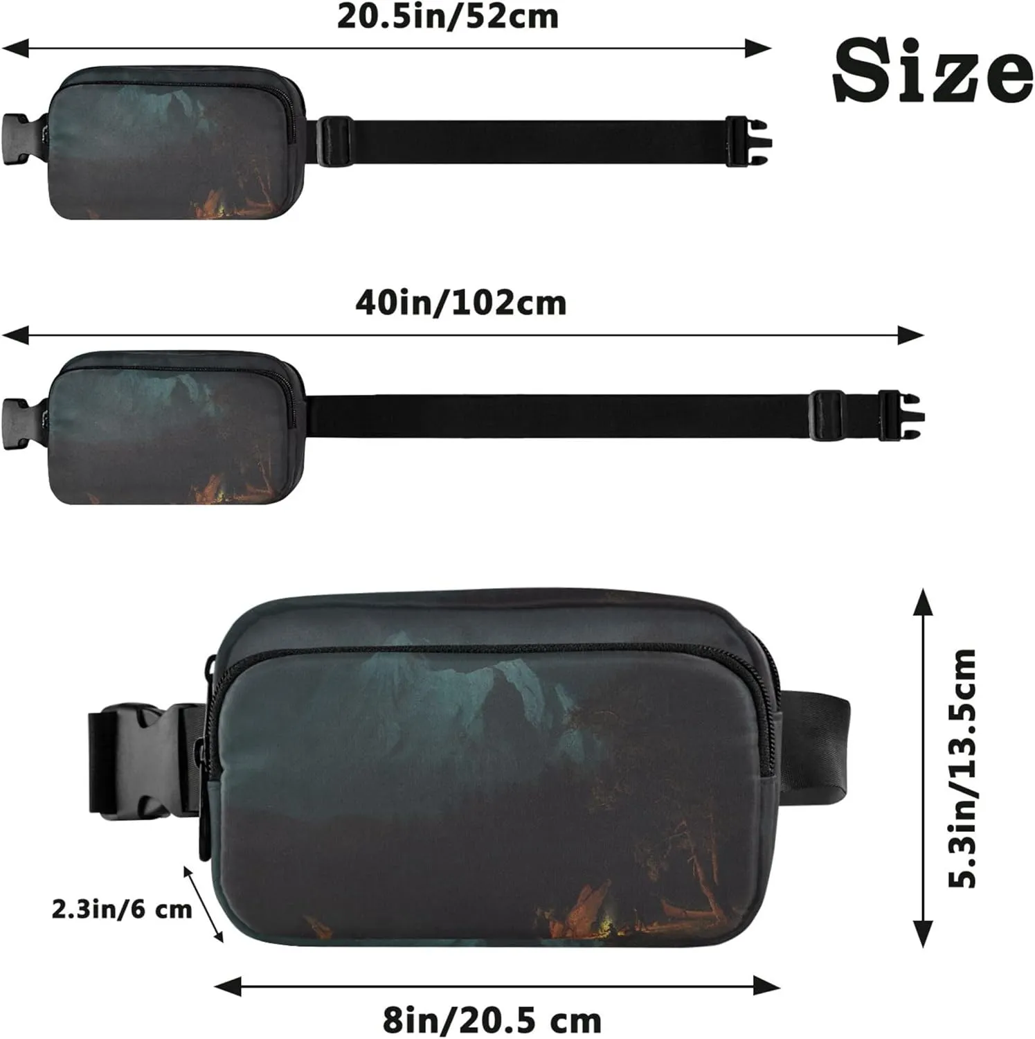Mountainous Landscape Albert Bierstadt Fanny Pack for Women Waterproof Hip Pack Belt Pouch Cute Waist Pouch for Women