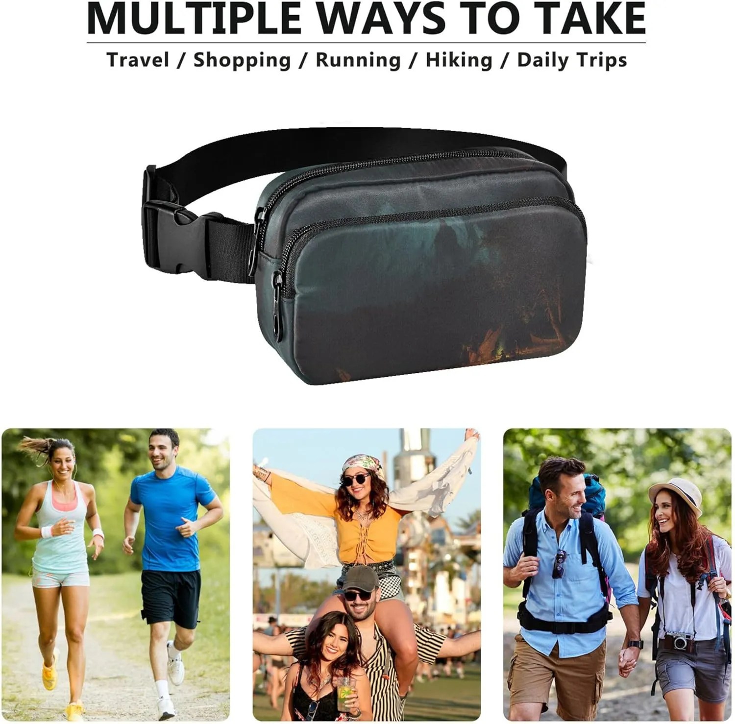 Mountainous Landscape Albert Bierstadt Fanny Pack for Women Waterproof Hip Pack Belt Pouch Cute Waist Pouch for Women