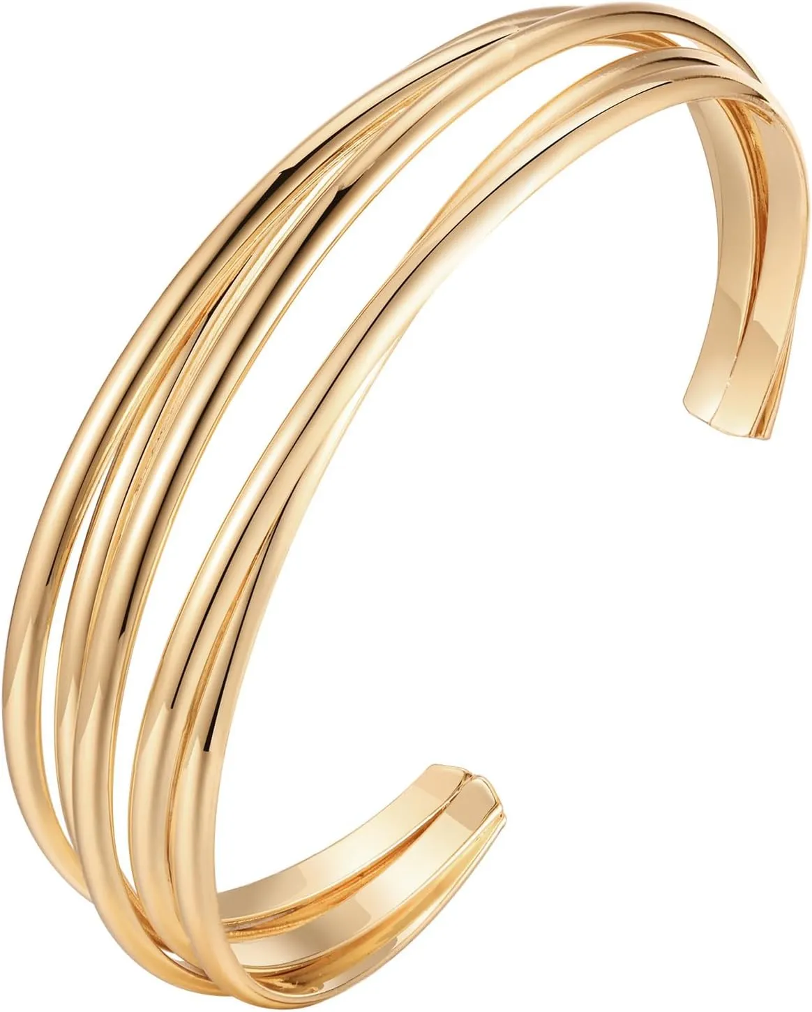 MPRAINBOW Women Gold Cuff Bracelets Bangles - 14K Gold Plated Bangle Bracelet for Women Trendy Jewelry,Adjustable Twisted Open Chunky Bracelet Arm Cuff Upper Arm Jewelry Birthday for Her