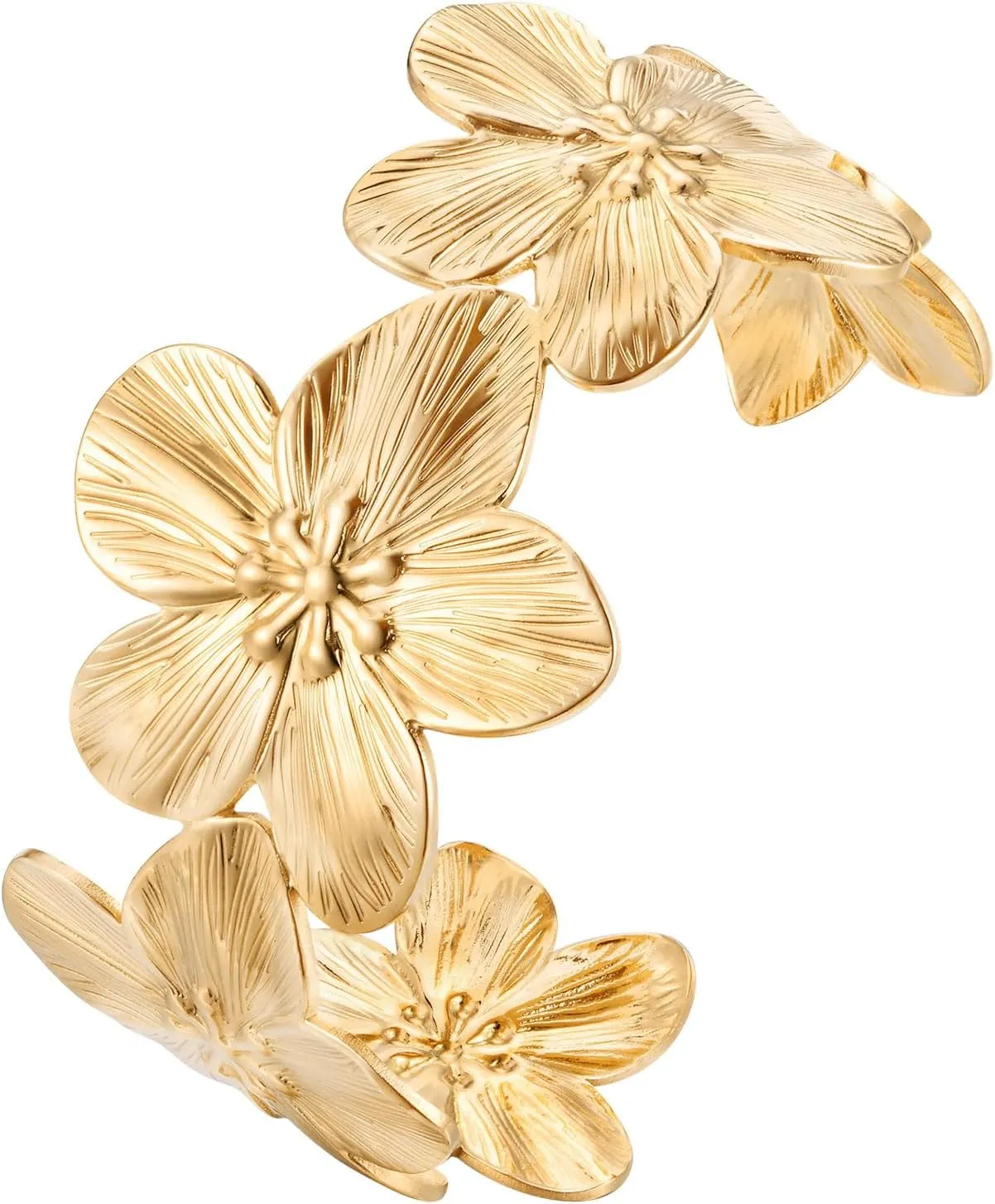 MPRAINBOW Women Gold Cuff Bracelets Bangles - 14K Gold Plated Cuff Bangle Bracelet for Women Trendy Jewelry,Adjustable Floral Open Chunky Bracelet Arm Cuff Upper Arm Jewelry Birthday for Her