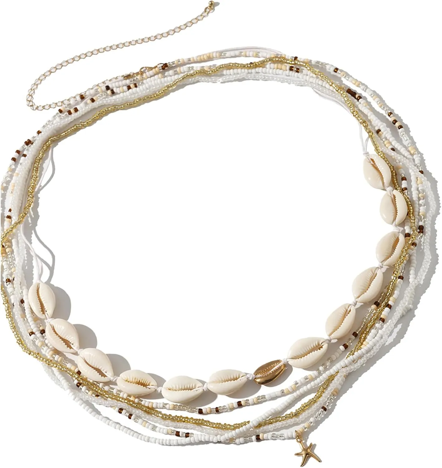 Multi-layered Beaded Belly Chains,Summer Beach Coloful Belly Necklaces Waist Beads Chain Sexy Shell Beads Chain Beaded Bikini Body Jewelry for Women