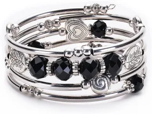 Multilayer Stackable Crystal Bead Wrap Bracelet Handmade Bohemian Twist Tree Love Heart Bangle for Women Friend Layered Statement Jewelry