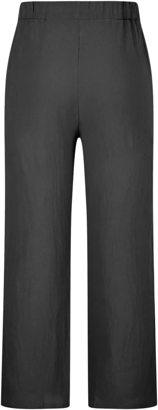 Muscularfit Mens Pants Casual Relaxed Fit Cotton Linen Tie Dye Print Drawstring Trousers Loose Fit Elastic Waist Solid Pant