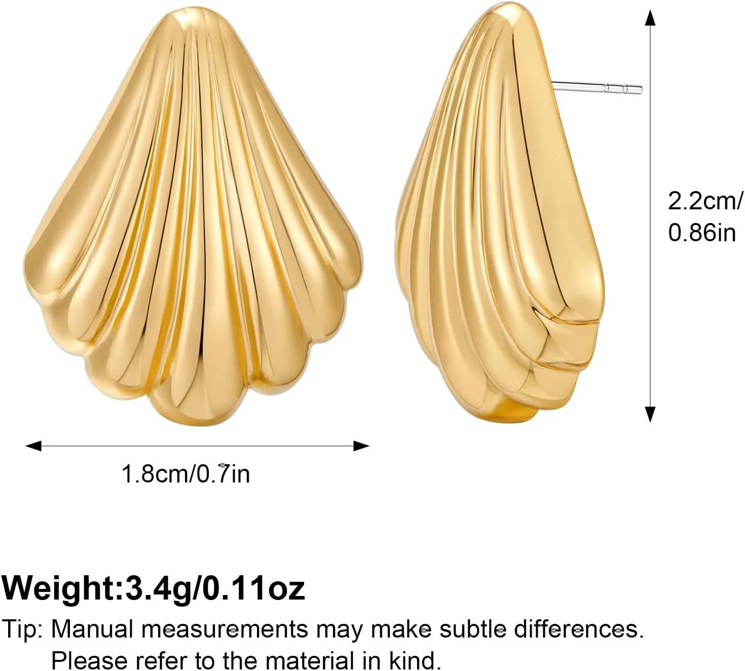 MUYAN Chunky Gold Textured Earrings for Women Trendy Minimalist Large Chunky Studs Fashion Jewelry