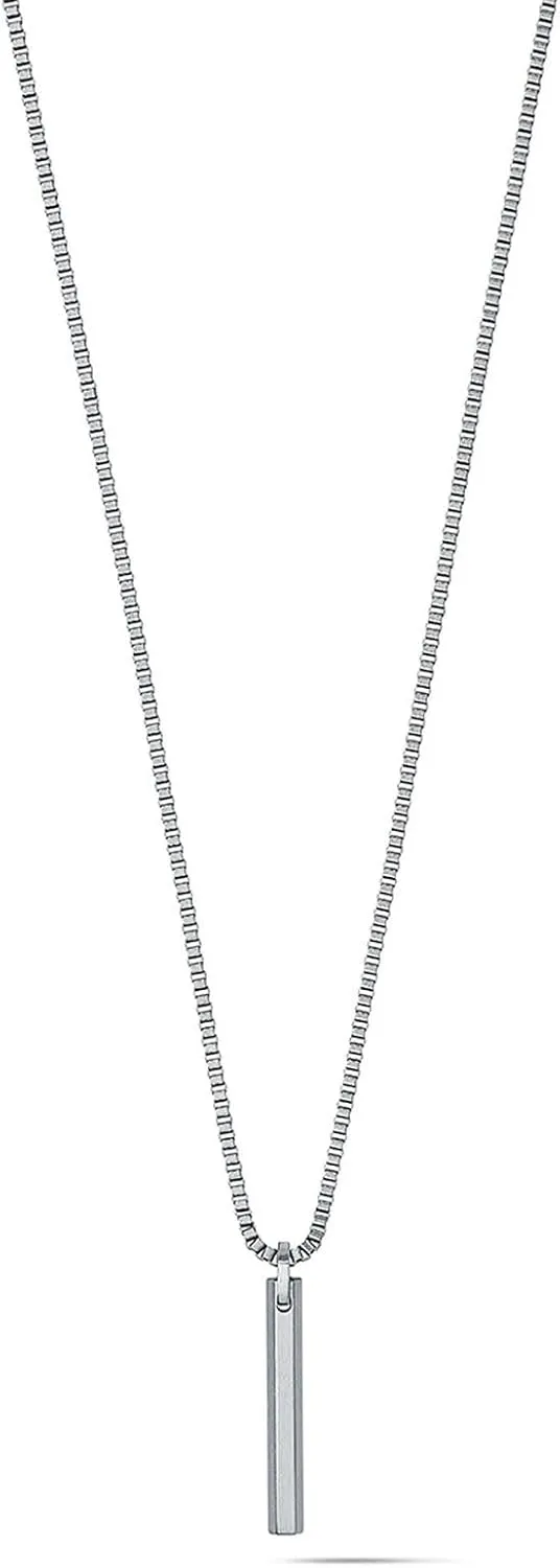 MVMT Men's Monolith Necklace | Stainless Steel, Hook Closure | Silver