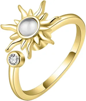 MYANAIL Sun Spinner Fidget Finger Rings for Women Anti Stress Anxiety Rings Sunflower Adjustable Rings
