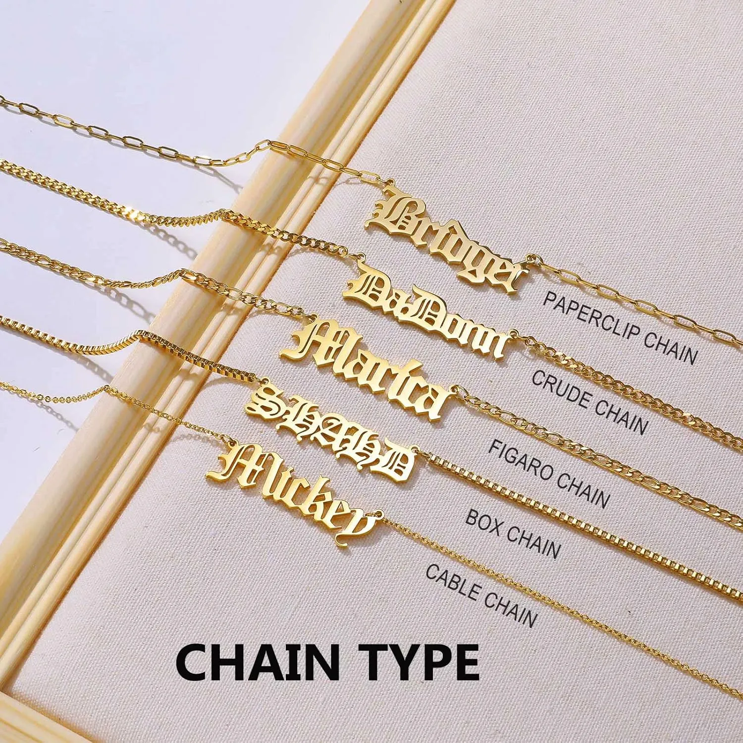Name Necklace Personalized for Women : 18K Gold Plated Custom Name Necklace Chain Name Plate Choker Necklace Customized Gift Idea for Women Girl Female Friends Girlfriend BFF, Gold Plated/Silver
