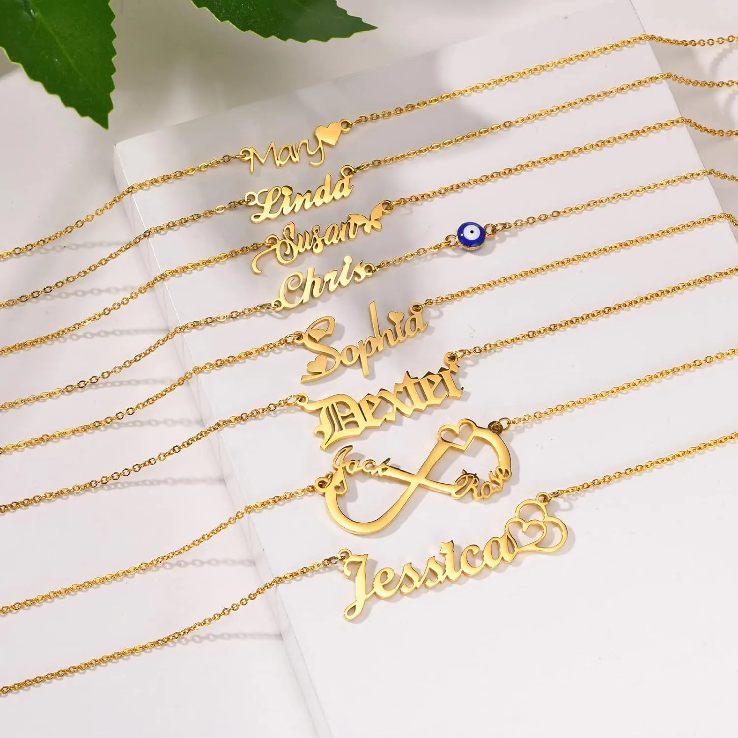 Name Necklace Personalized for Women : 18K Gold Plated Custom Name Necklace Chain Name Plate Choker Necklace Customized Gift Idea for Women Girl Female Friends Girlfriend BFF, Gold Plated/Silver