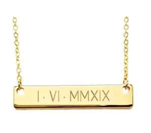 Name Necklace, women necklace, engraving necklace,Gift for Her,Wedding Date Necklace -Roman Numerals Engraving,Special date,Personalized,Anniversary gift,Wedding Gift,special date,Holiday gift