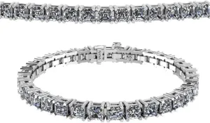 NANA Asscher Cut Tennis Bracelet 7" or 8" Solid Sterling Silver & Pure Brilliance Zirconia 13.00ctw-53.00ctw