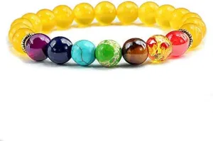 natural stone tiger eye 7 chakra bracelets & bangles yoga balance beads prayer elastic bracelet men