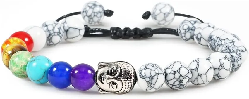 natural stone tiger eye 7 chakra bracelets & bangles yoga balance beads prayer elastic bracelet men