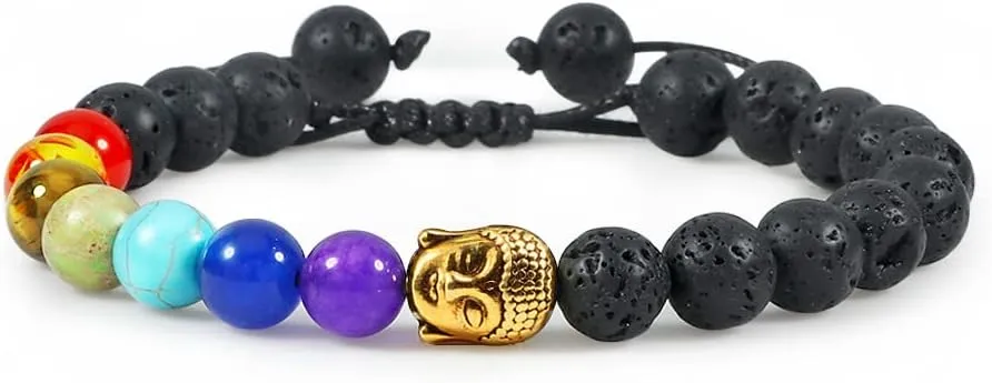natural stone tiger eye 7 chakra bracelets & bangles yoga balance beads prayer elastic bracelet men