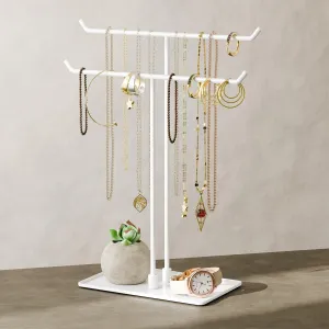 Necklace Stand Aesthetic Necklace Holder: White Metal Necklace Organizer for Home Decor