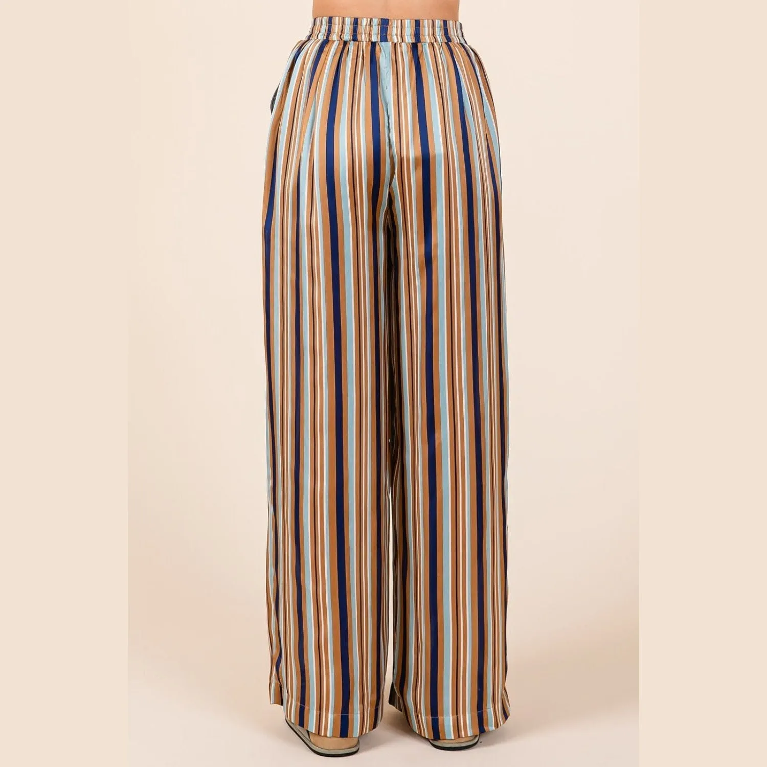 New Me Navy Striped Wide Leg Pants