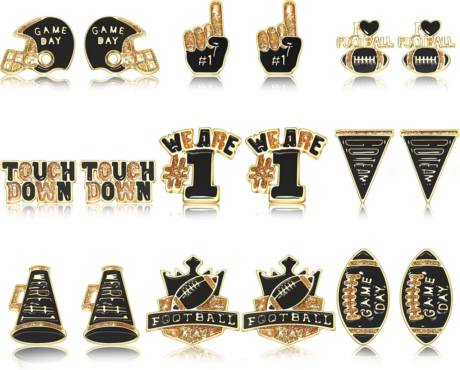 NLCAC 9 Pairs Football Stud Earrings for Women Game Day Football Helmet Touch Down Ear Stud Earrings Team Jewelry