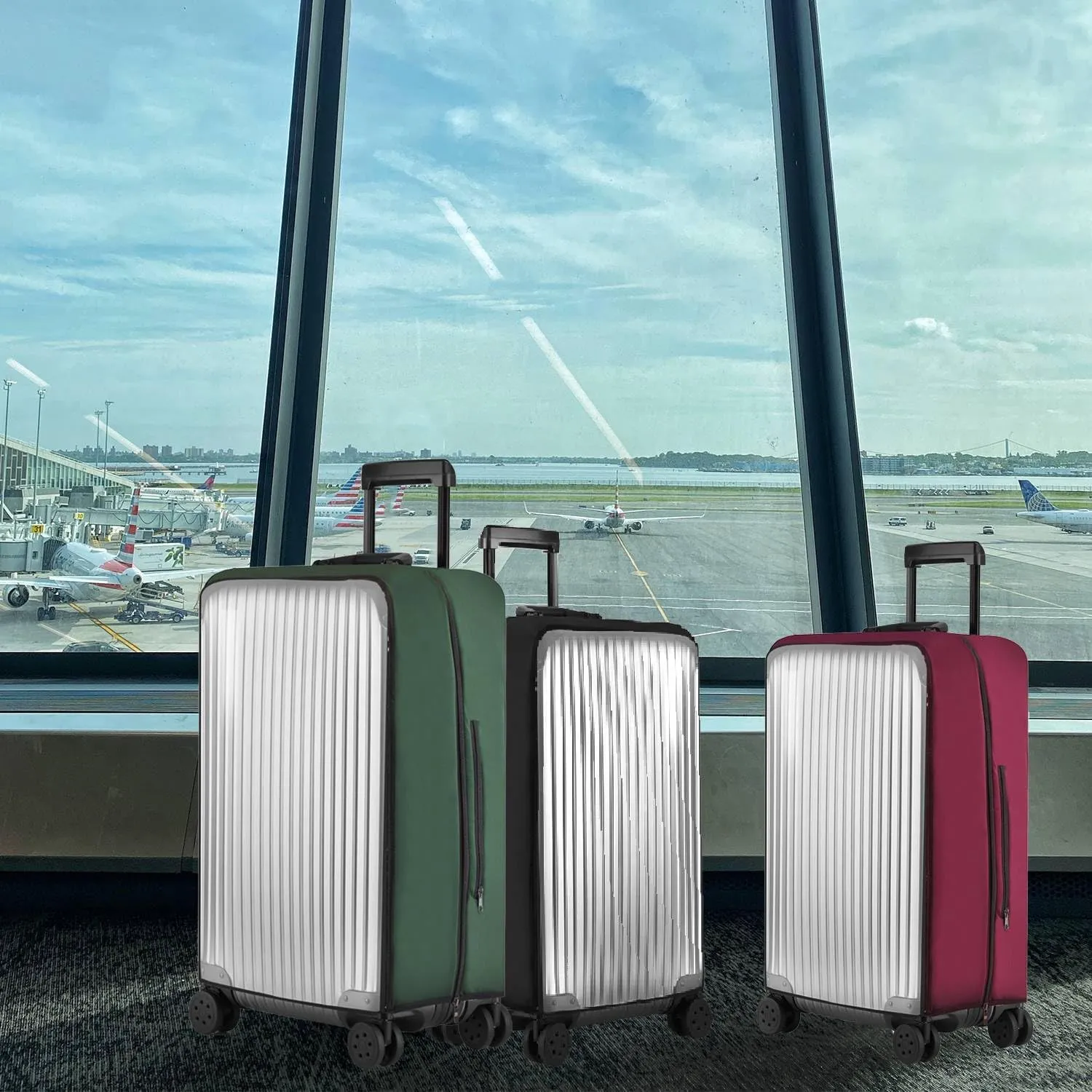 No Disassembly Suitcase Covers for Luggage - Clear Luggage Cover Protector, Black PVC Luggage Protector Suitcase Cover (Green, 28)