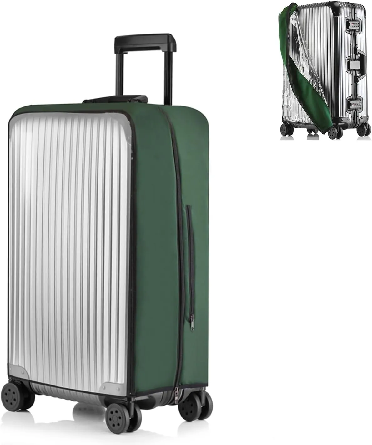 No Disassembly Suitcase Covers for Luggage - Clear Luggage Cover Protector, Black PVC Luggage Protector Suitcase Cover (Green, 28)