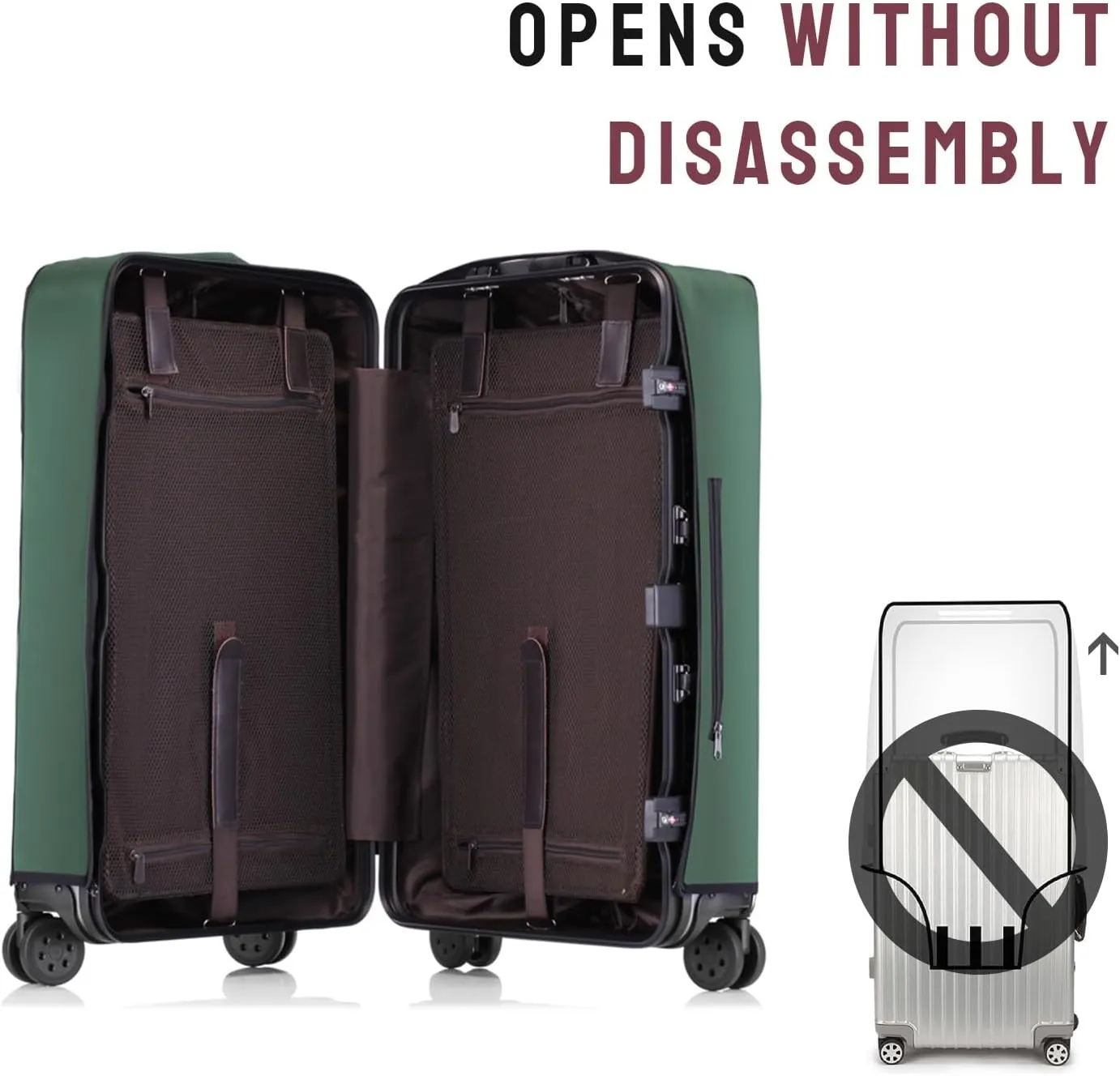 No Disassembly Suitcase Covers for Luggage - Clear Luggage Cover Protector, Black PVC Luggage Protector Suitcase Cover (Green, 28)