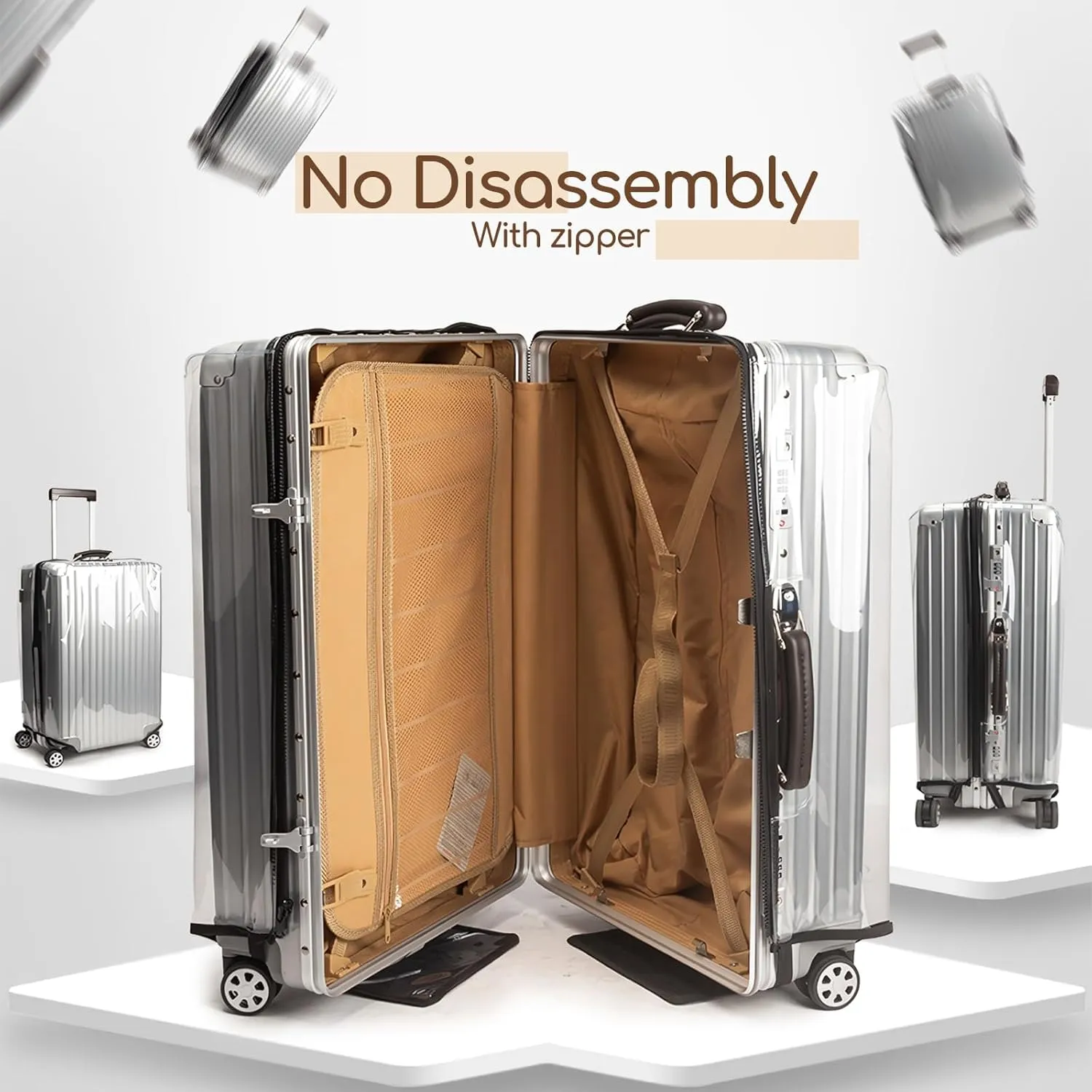 No Disassembly Suitcase Covers for Luggage - Clear Luggage Cover Protector, Black PVC Luggage Protector Suitcase Cover (Transparent - 0.3mm, 28)