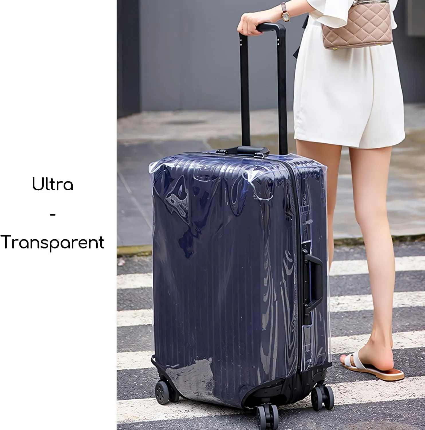 No Disassembly Suitcase Covers for Luggage - Clear Luggage Cover Protector, Black PVC Luggage Protector Suitcase Cover (Transparent - 0.3mm, 28)