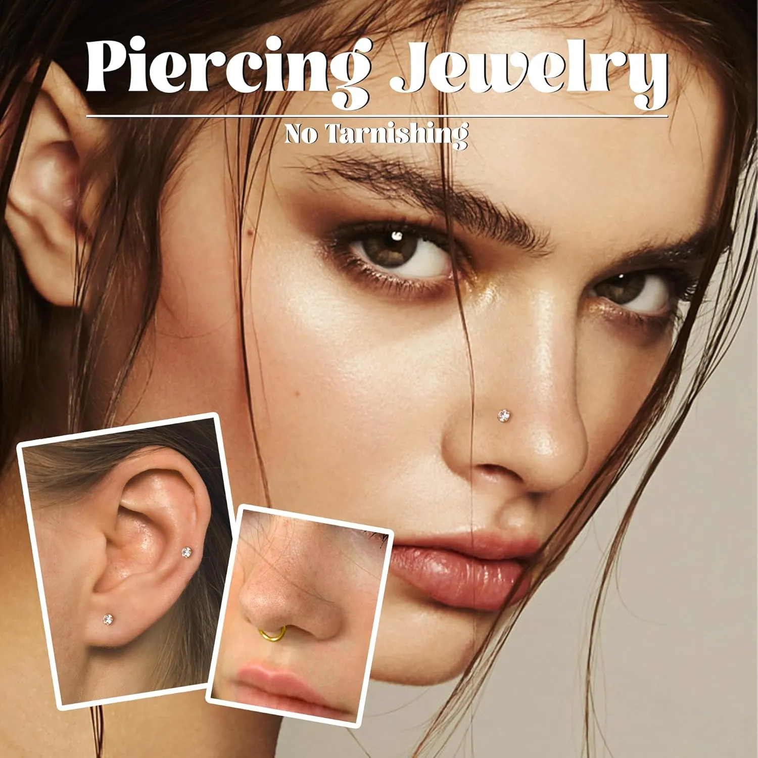 Nose Ring Studs 20G Surgical Steel Nose Ring Hoop Stud Nose Screw Set for Women Men with Piercing Pin Nose Piercing Jewelry