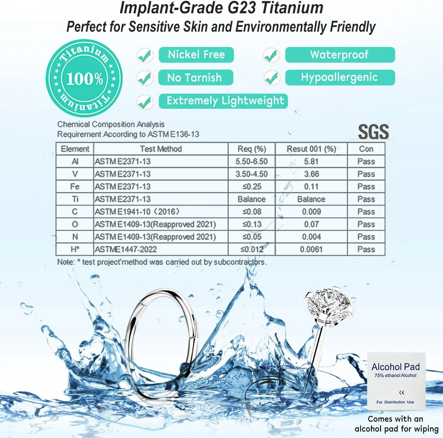 Nose Rings Studs G23 Titanium 20G Nose Studs for Women Men 18G Nose Rings Hoop Hypoallergenic Nose Piercings Jewelry 1.5/2/2.5/3 mm CZ L Shape Nose Screw Studs Hoop Rings for Helix Cartilage
