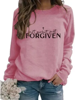 Not perfect just forgiven Christian Sweatshirt Women oversized Sweatshirt Faith Tops Long Sleeve Casual Pullover Tops Hoodies