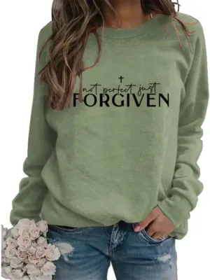 Not perfect just forgiven Christian Sweatshirt Women oversized Sweatshirt Faith Tops Long Sleeve Casual Pullover Tops Hoodies