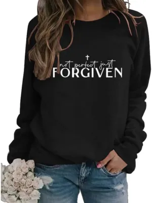 Not perfect just forgiven Christian Sweatshirt Women oversized Sweatshirt Faith Tops Long Sleeve Casual Pullover Tops Hoodies