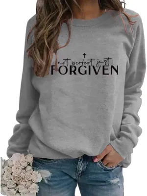 Not perfect just forgiven Christian Sweatshirt Women oversized Sweatshirt Faith Tops Long Sleeve Casual Pullover Tops Hoodies