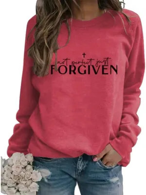 Not perfect just forgiven Christian Sweatshirt Women oversized Sweatshirt Faith Tops Long Sleeve Casual Pullover Tops Hoodies