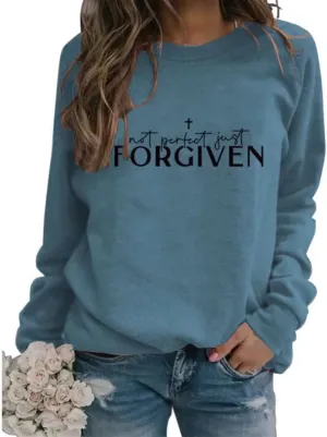 Not perfect just forgiven Christian Sweatshirt Women oversized Sweatshirt Faith Tops Long Sleeve Casual Pullover Tops Hoodies