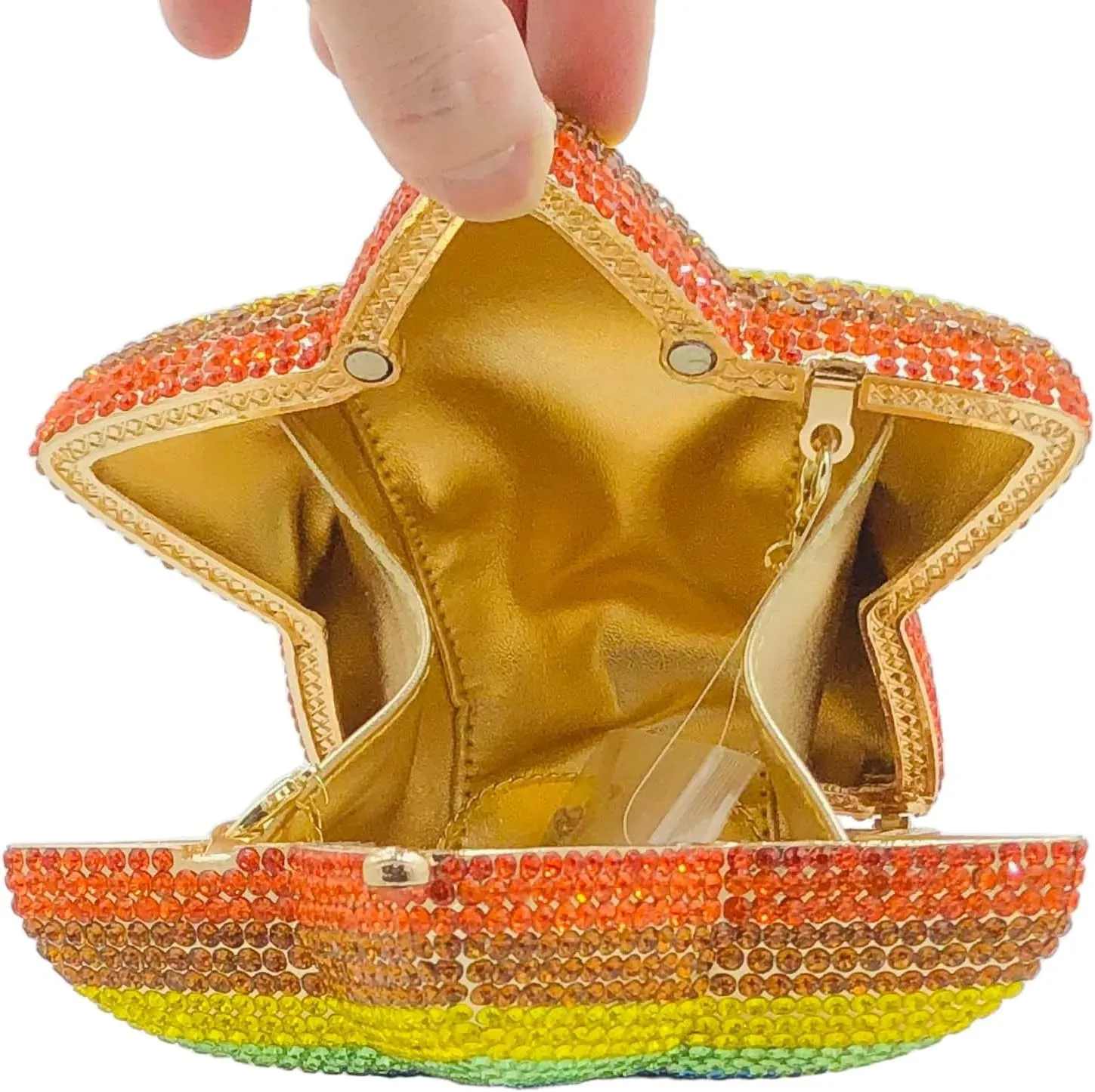 Novelty 3D Star Shape Women Crystal Clutch Evening Bag Party Prom Dinner Rhinestone Clutch Purses and Handbags,Mini
