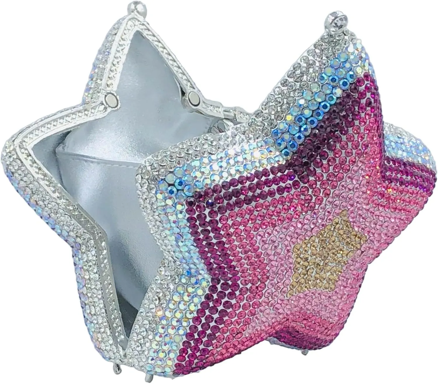 Novelty 3D Star Shape Women Crystal Clutch Evening Bag Party Prom Dinner Rhinestone Clutch Purses and Handbags,Mini