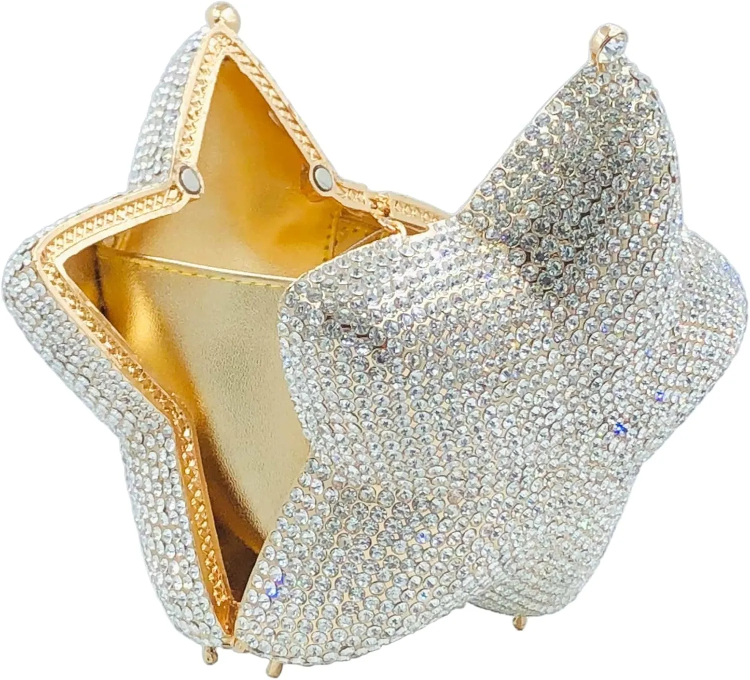 Novelty 3D Star Shape Women Crystal Clutch Evening Bag Party Prom Dinner Rhinestone Clutch Purses and Handbags,Mini