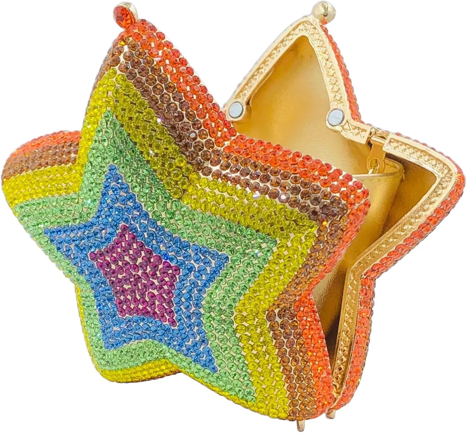 Novelty 3D Star Shape Women Crystal Clutch Evening Bag Party Prom Dinner Rhinestone Clutch Purses and Handbags,Mini