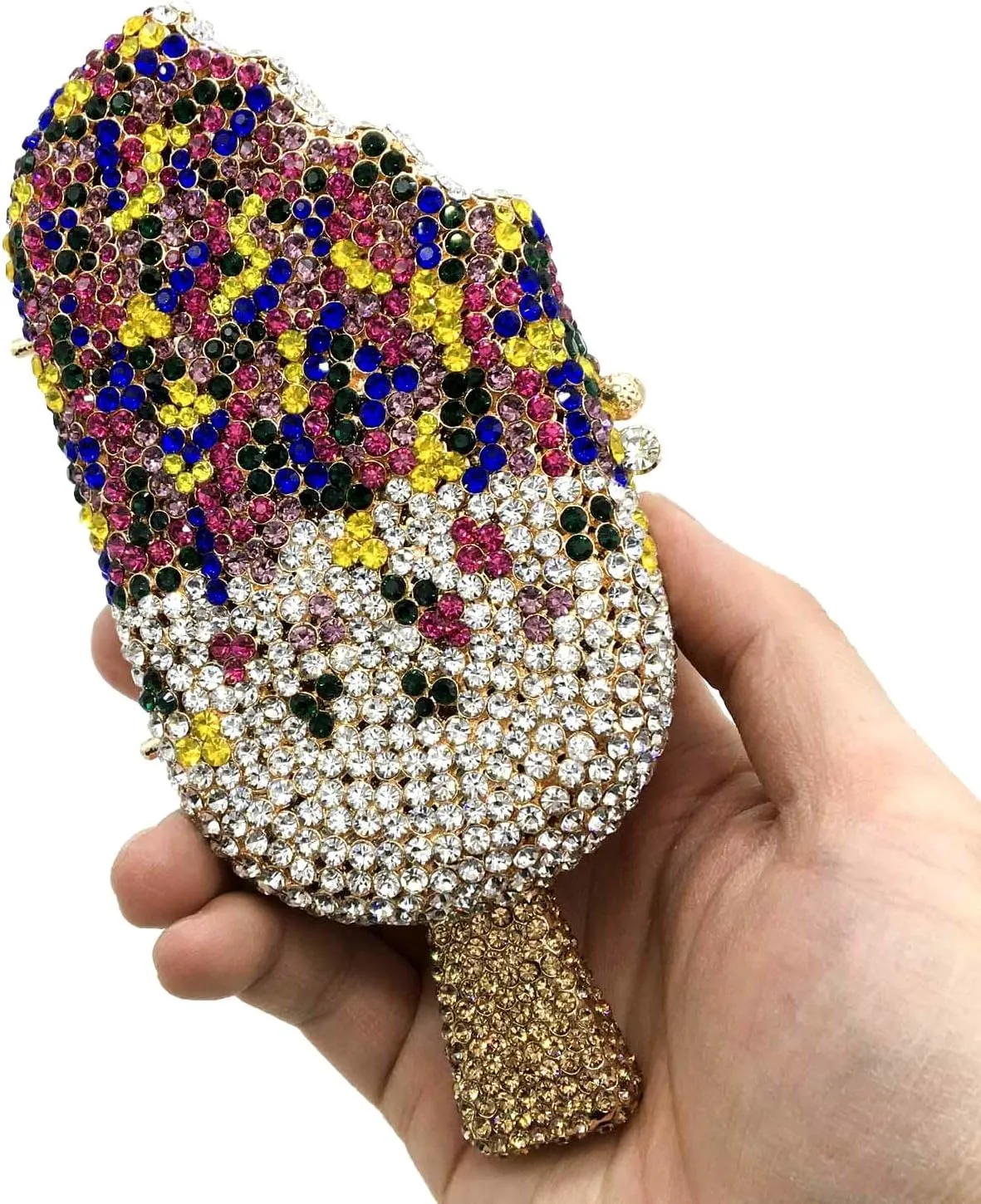 Novelty Popsicle Crystal Clutch Bag Women Icecream Evening Handbags Bridal Party Rhinestone Clutch Purse Prom Bag,Mini