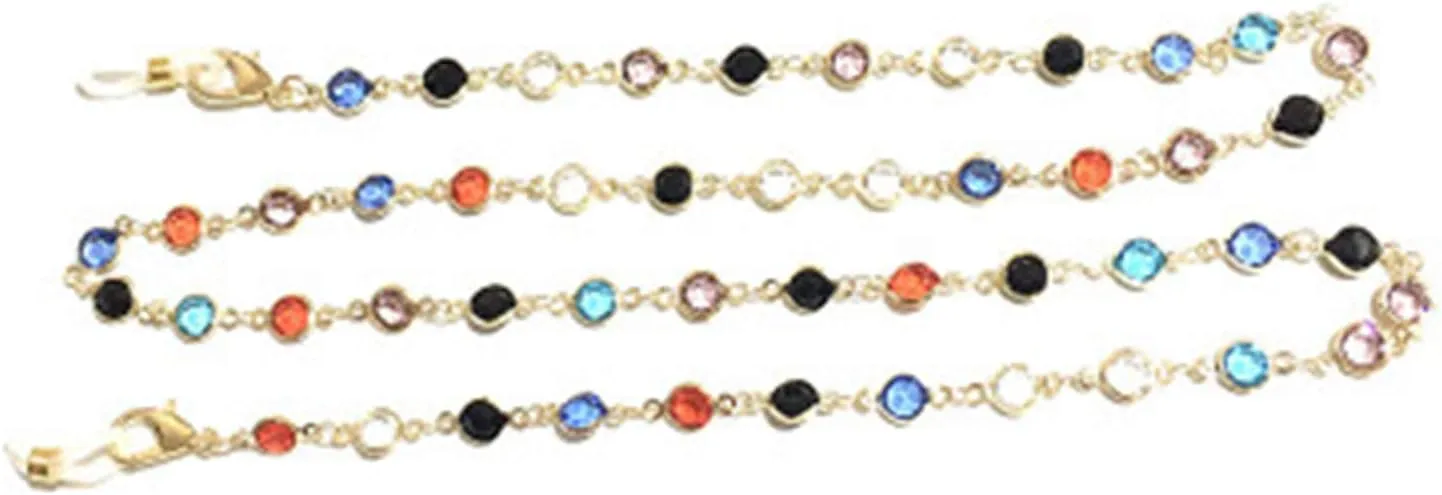 N/Q Colorful Evil Eye Crystal Beads Chain Sunglass Lanyard Holder Necklace Adjustable Eyeglass Strap for Women Men Jewelry
